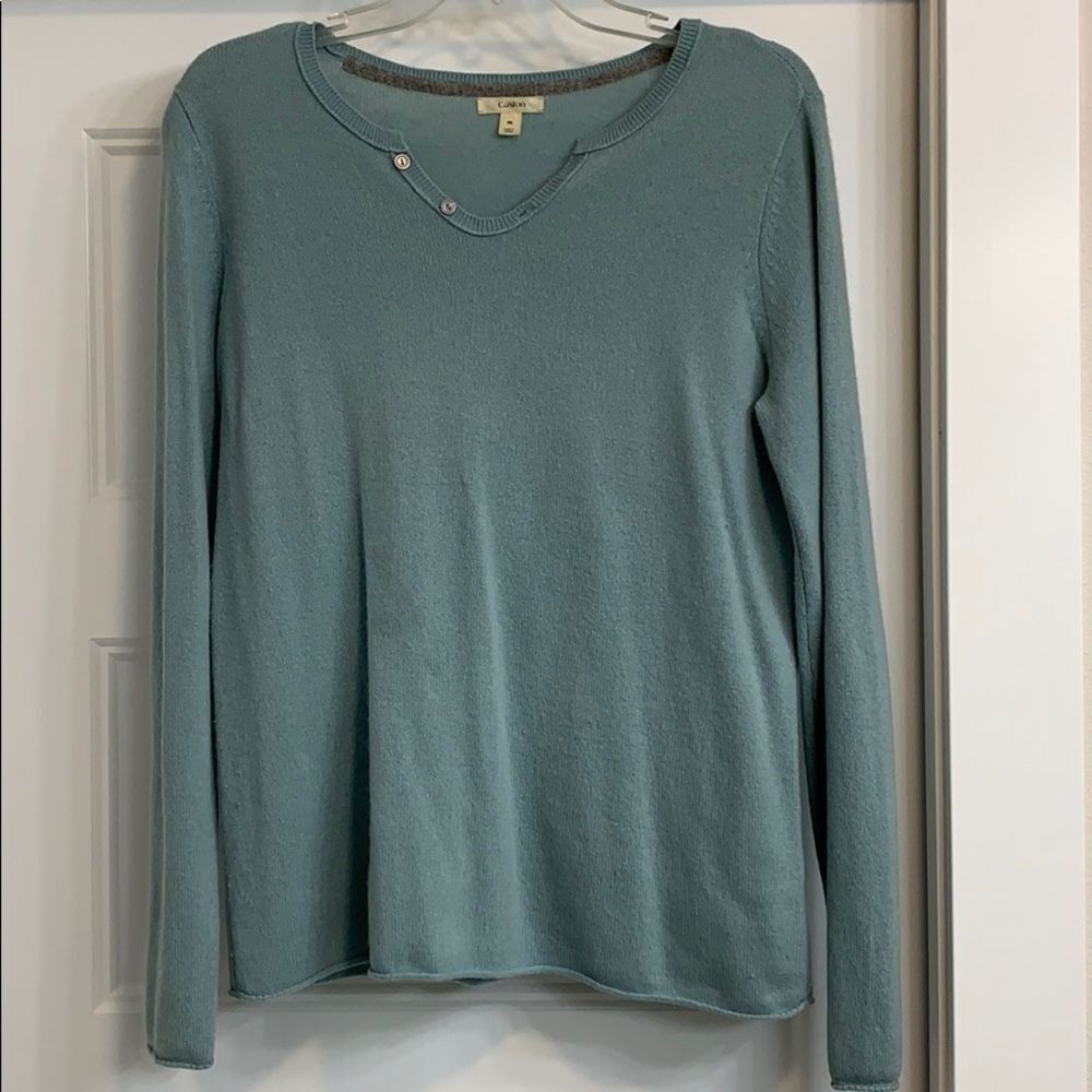Caslon Nordstrom 100% cashmere blue long sleeve sweater medium flawed